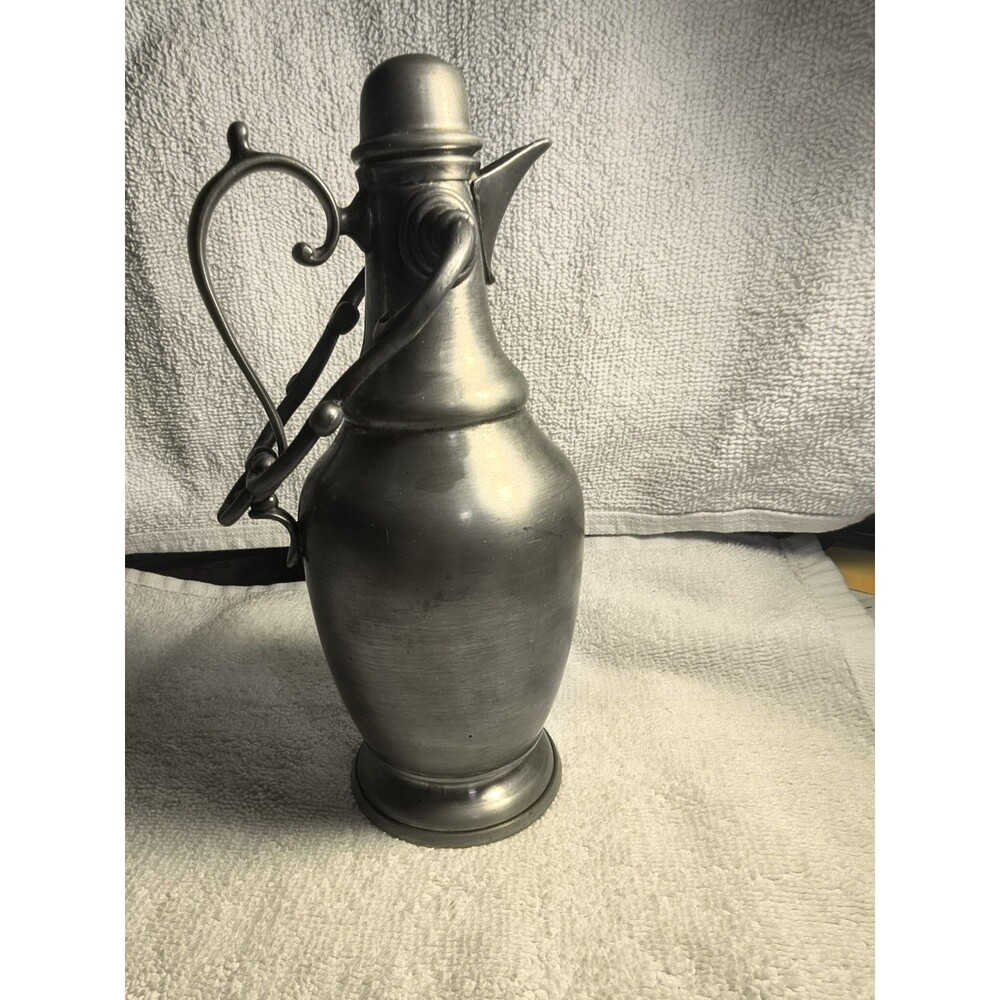 Vintage Peltrus Italian Pewter Ewer Pitcher Lidded Claret Jug Decanter Italy 95%